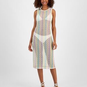 Miken Women's Open Knit Sleeveless Cover up Dress, Created for Macy's - Sand Dol